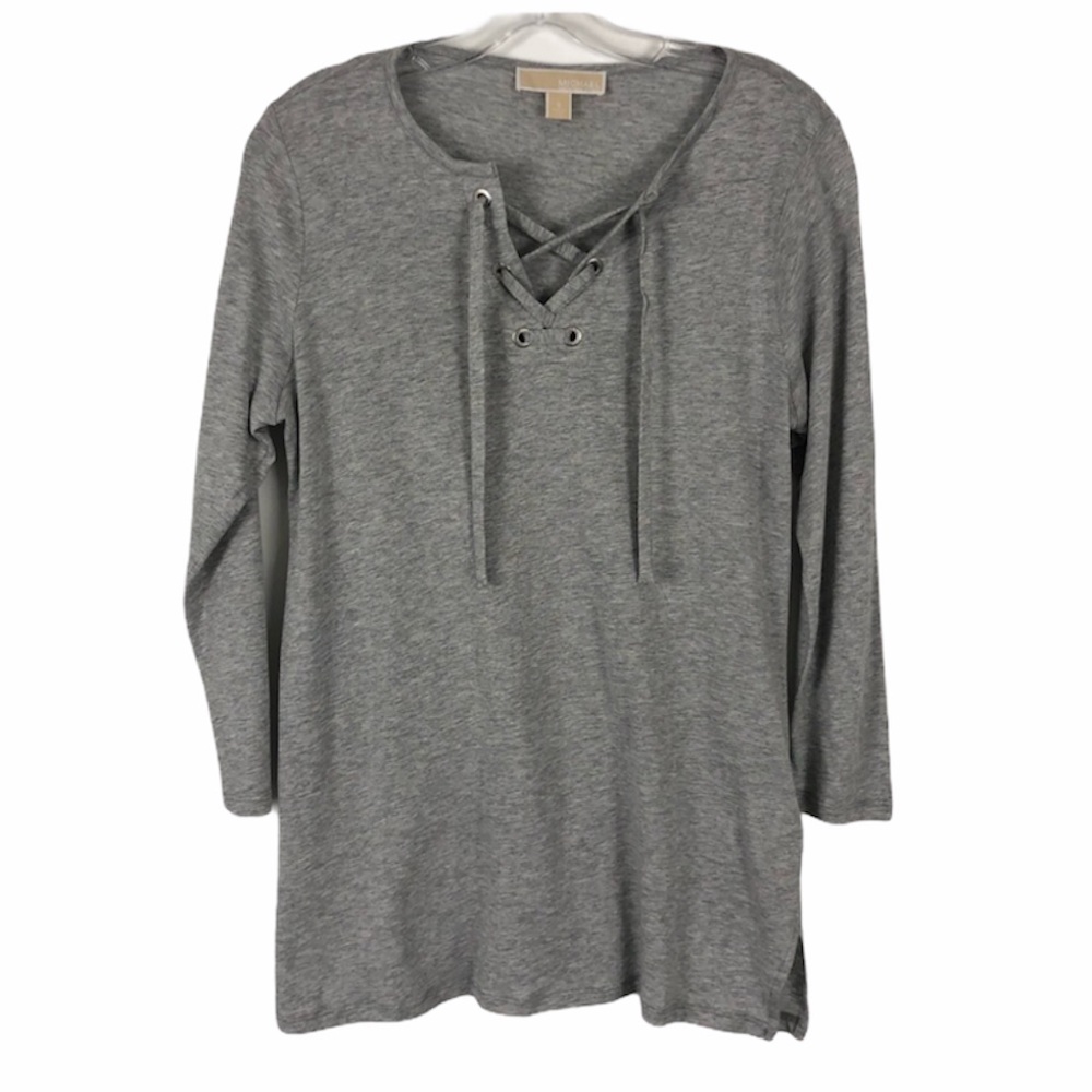 Michael Michael Kors Gray Lace Up Top